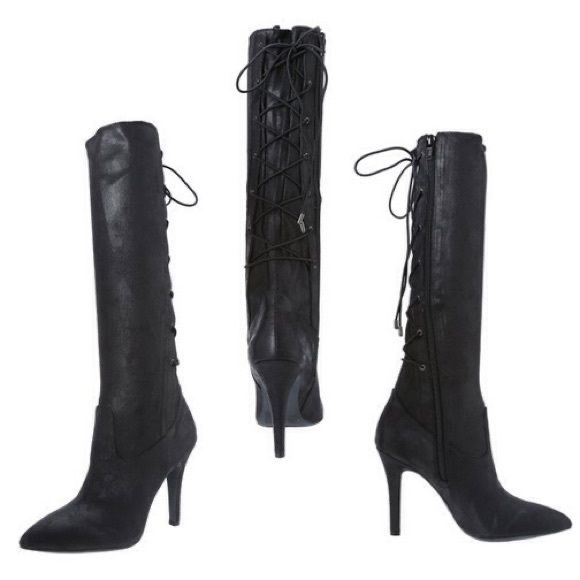 BCBGeneration Shoes - BCBGeneration black suede-like lace back boots 8